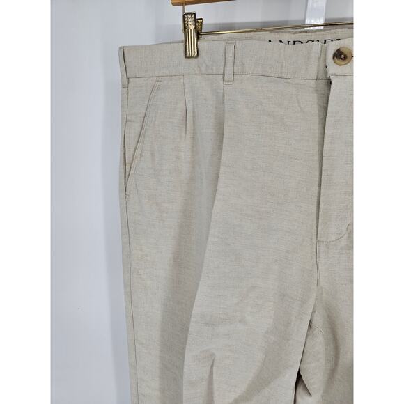 Lands' End Men's Beige Comfort Waist Pleated No Iron Chino Pants Size 38 - Picture 2 of 7